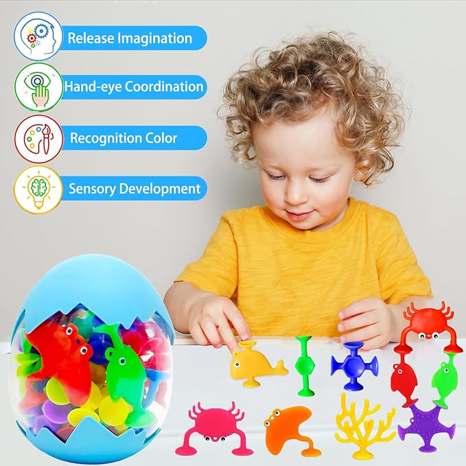 32PCS Suction Cup Bath Toys for Kids Ages 1-3 Ocean Animal Suction Bath Toys - Image 3
