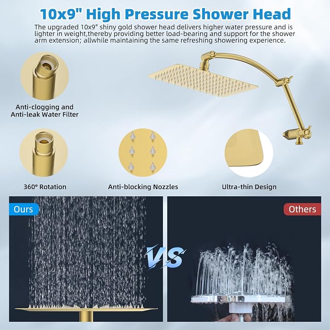 Hibbent All Metal Shower Head, Handheld Showerhead Combo - Image 4