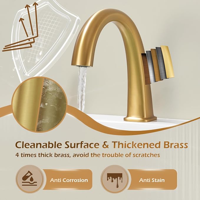 Brass Bathtub Faucet Roman Tub Faucet Gooseneck Tub Filler, Brushed Gold Garden - Image 3