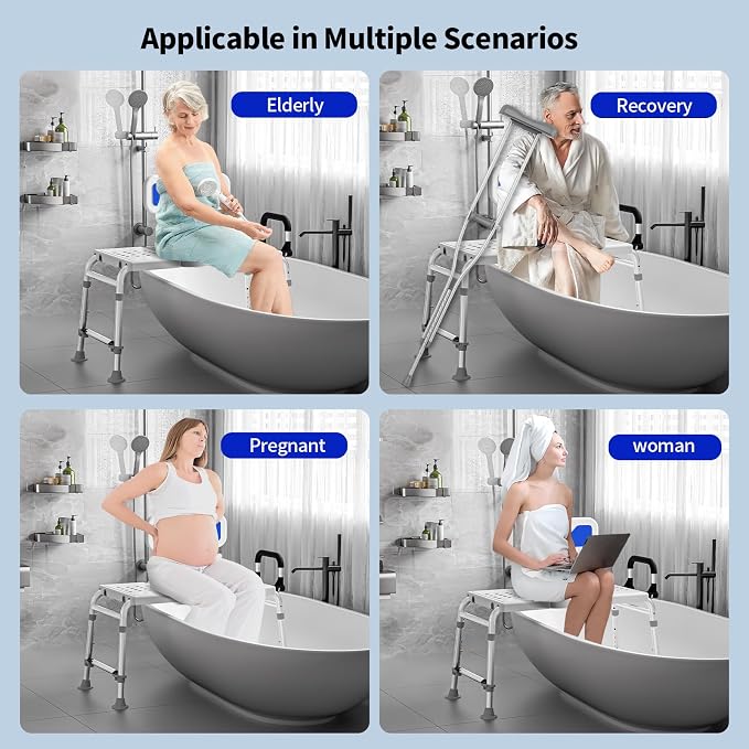 Heavy Duty Width Adjustable Bath Tub Transfer Shower Bench - Image 8