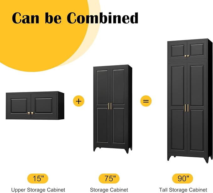 90”Kitchen Pantry Cabinet, Metal Storage Cabinets - Image 5