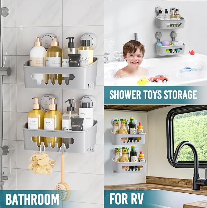 TAILI Shower Caddy Suction Cup 2 Pack, Heavy Duty Bathroom Organizer, Removable - Image 5