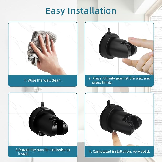 Suction Cup Shower Head Holder, Removable Shower Head Bracket No Drill Wall - Image 3