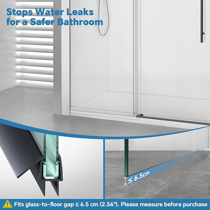 Shower Door Bottom Seal Strip, Fits 6mm Thick Glass, Prevents Leaks, Easy - Image 7