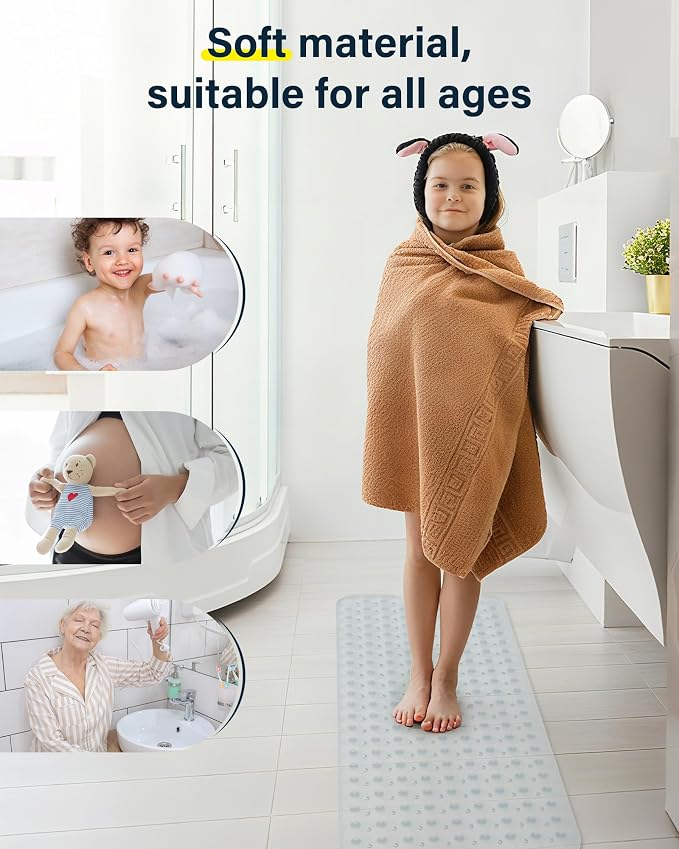 Non Slip Bathtub Mat for Tub & Shower, Machine Washable 40"x16" Anti Slip Bath - Image 4