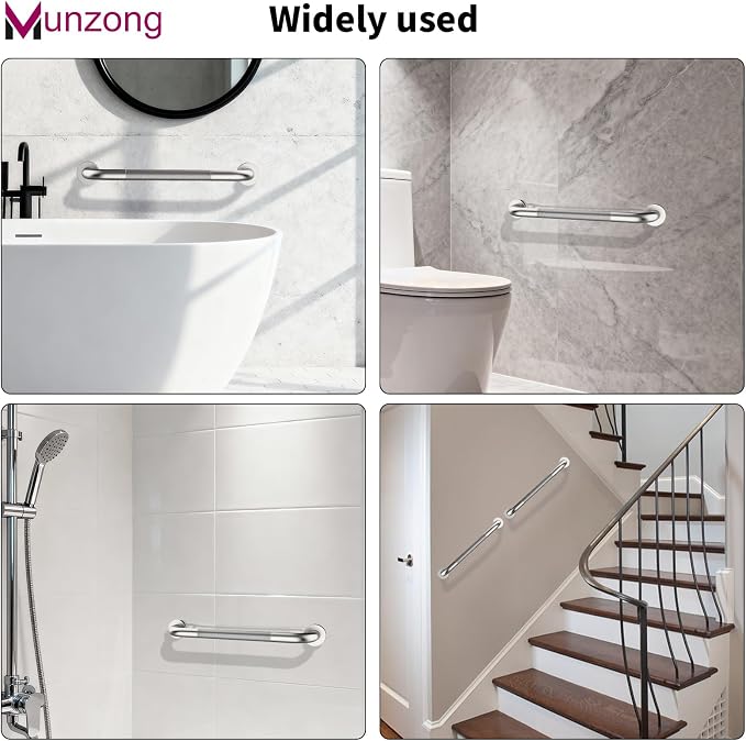 16 Inch Anti Slip Shower Grab Bar, Munzong Stainless Steel Handicap Grab Bars - Image 9