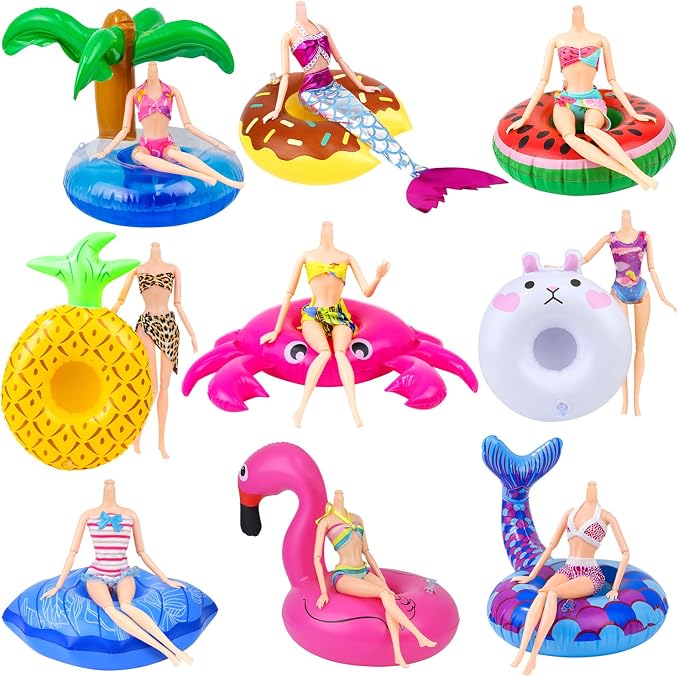9Pcs Doll Swimming Pool Inflatable Float Including by 18INDC