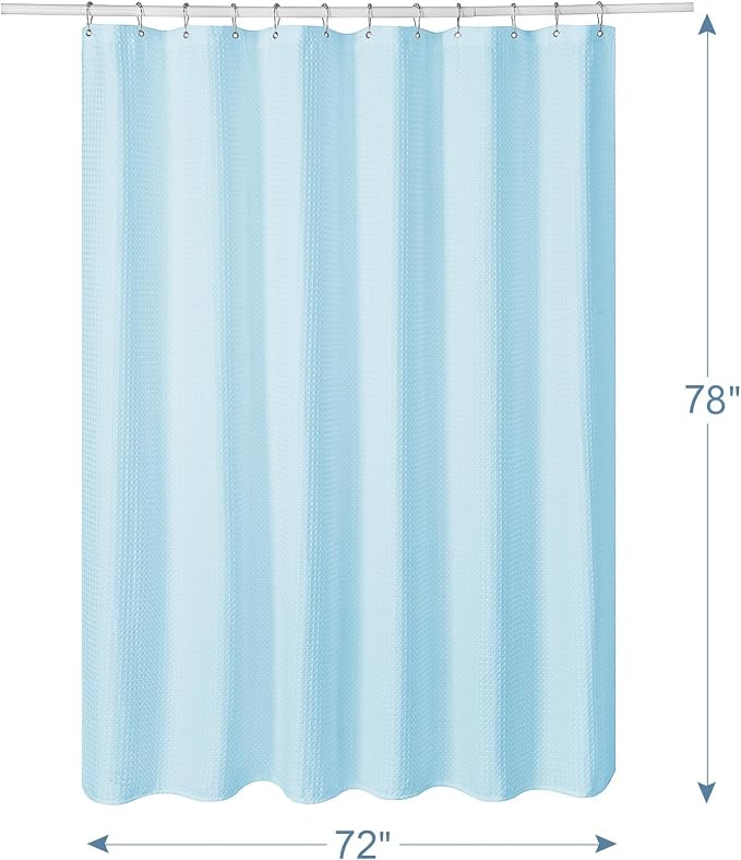 AmazerBath Waffle Shower Curtain, Baby Blue Shower Curtain Fabric Long - Image 7