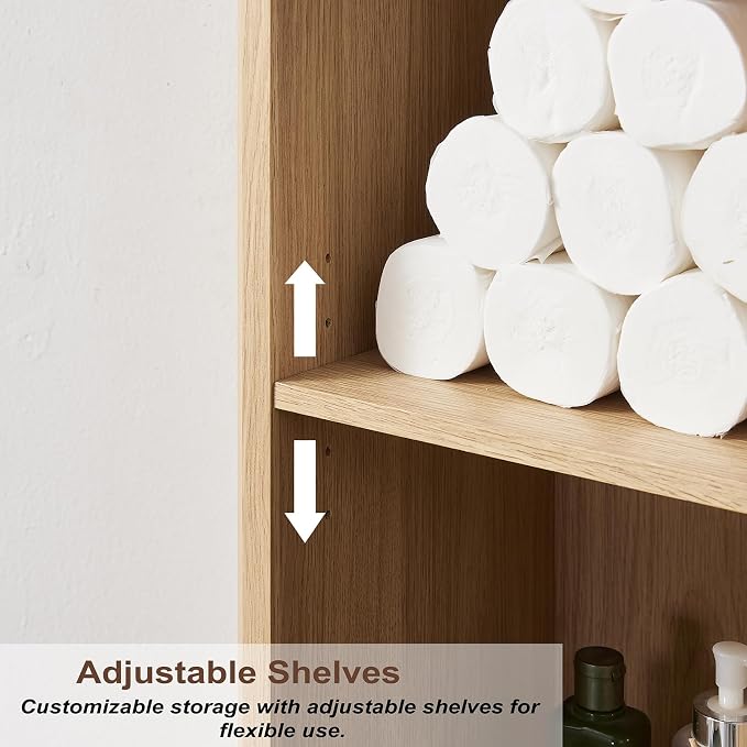 Bathroom Storage Cabinet, 5-Shelf Farmhouse Storage Cabinet - Image 5