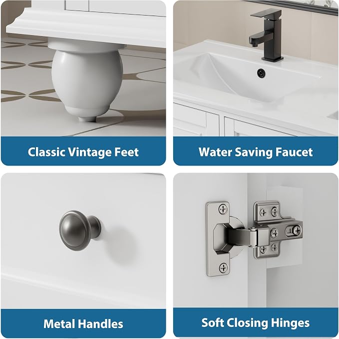 eclife 18" Bathroom Vanity Sink Combo Vintage Style - Image 6