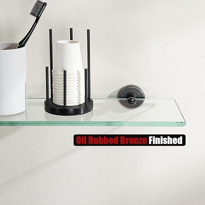 JQK Bathroom Glass Shelf Oil Rubbed Bronze, Tempered Glass Shower Storage 16 by - Image 7