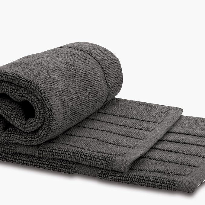 White Classic Luxury Bath Mat Floor Towel Set - Image 5