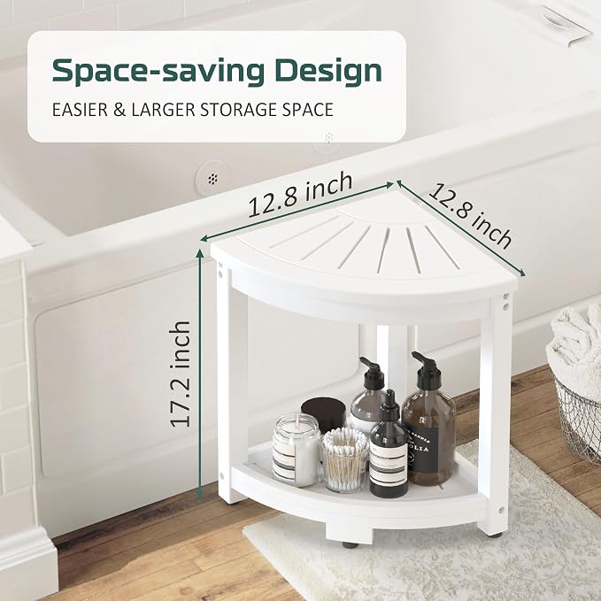 Waterproof Corner Shower Stool for Inside Shower, Poly Lumber Shower Bench Seat - Image 2