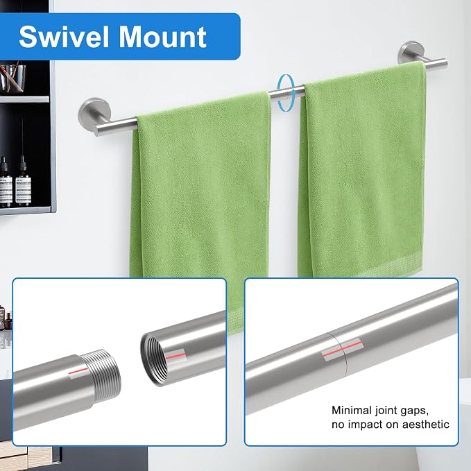 24 Inch Brushed Nickel Towel Bar - Image 7
