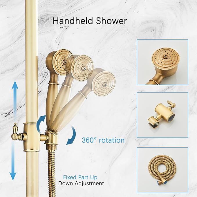 Antique Brass Shower System Bathroom Shower Faucet Set - Image 3
