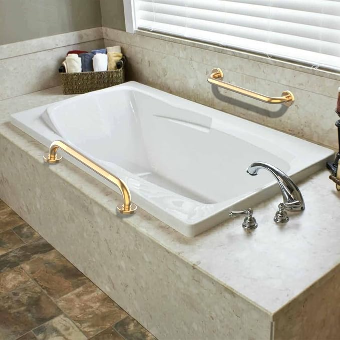 24 Inch Anti Slip Shower Grab Gold, Munzong Bathroom Grab Bar, Knurled Bathroom - Image 7