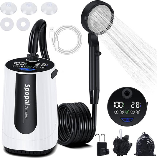 Portable Shower for Camping, 10000mAh Rechargeable Camping Shower by Spopal