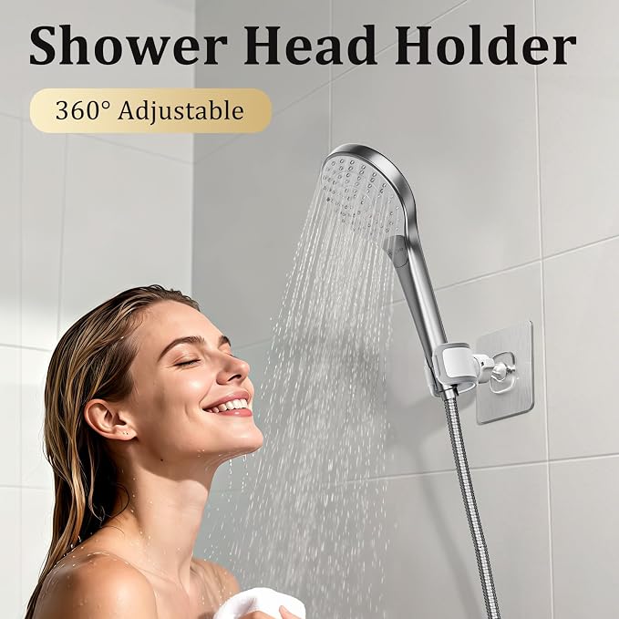 Adjustable Wall Mounted Shower Head Holder, Strong Adhesive & Drilling 2 - Image 4