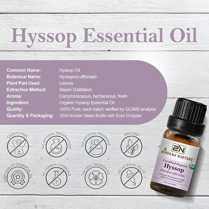 Hyssop Essential Oil USDA Certified Organic, 100% Pure Natural Premium Grade - Image 2