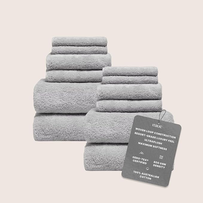 Italic Ultraplush 12-Piece Family Towel Set – Luxury Bath Towels, Hand Towels & - Image 2