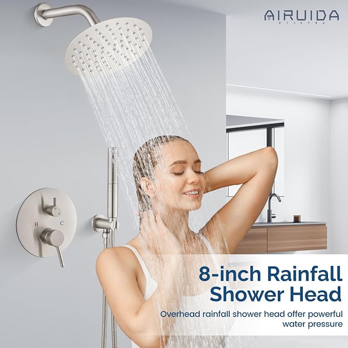 Airuida Shower Fixtures 2 Functions Shower Faucet Set Wall Mounted - Image 2
