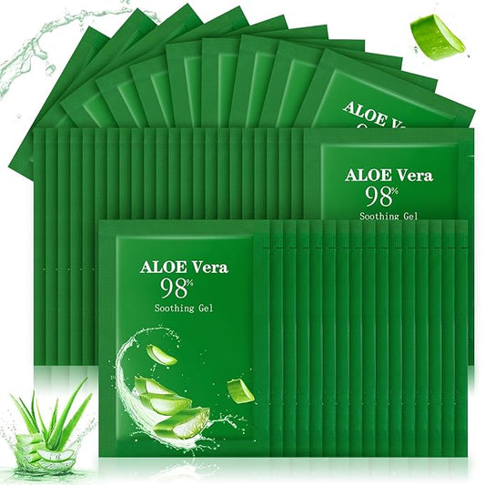 60 Pcs Travel Size Aloe Vera Gel 98% Organic After Sun Moisturizer by Siifert