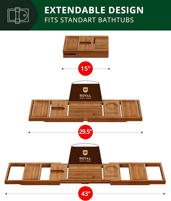 ROYAL CRAFT WOOD Premium Foldable Bathtub Tray - Image 5