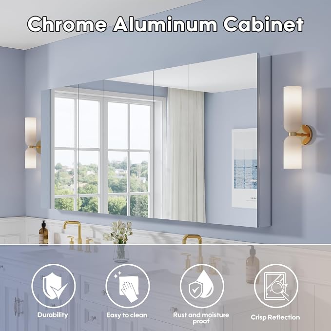WELLFOR 84" x 36" Bathroom Medicine Cabinet - Image 3