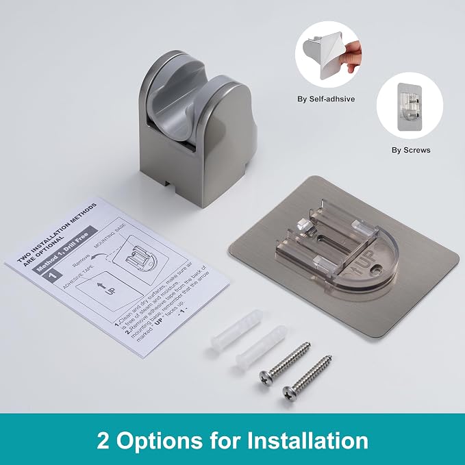 Shower Head Holder Strong Adhesive No Drilling Wall Mount Adjustable Handheld - Image 5