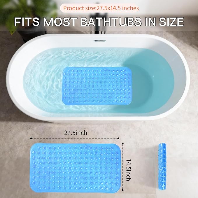 Anti-Slip Bathtub Shower mat, 27.5×14.5（Approximately 70×37cm） inch Soft - Image 3