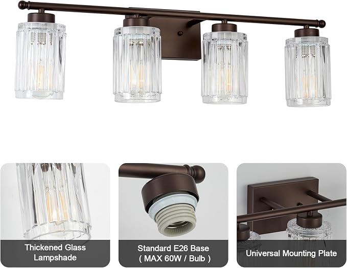 4 Light Bathroom Light Fixtures Modern ORB 28 Inch Vanity Lights - Image 5