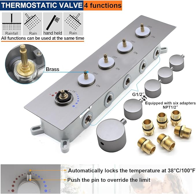 Thermostatic Shower System Three Shower Heads - Image 4