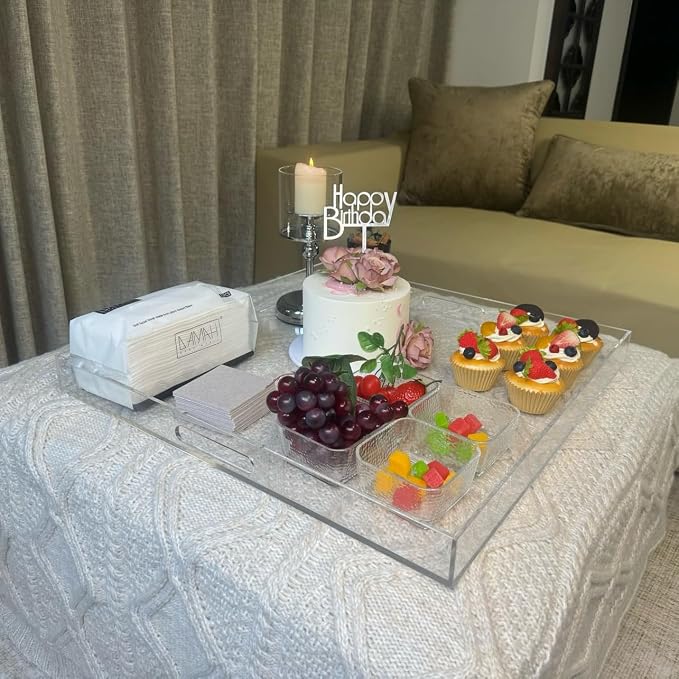 Extra Large Clear Modern Acrylic Ottoman Tray - Image 3