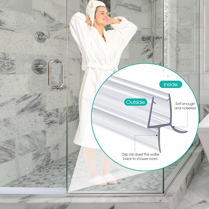 POZIA Clear Frameless Glass Shower Door Bottom Seal | Shower Door Sweep - Image 5