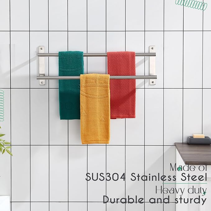 KOKOSIRI 24 Inch Bath Towel Bars Double Towel Racks Bathroom Towel Holder Towel - Image 4