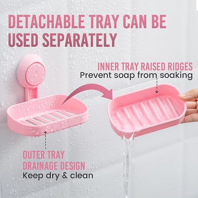 TAILI Soap Dish Bar Holder Suction Cup, Soap Saver - Image 3