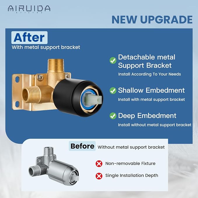 Airuida Shower Faucet Set and Handle Set Single Function Shower Trim Kit - Image 5