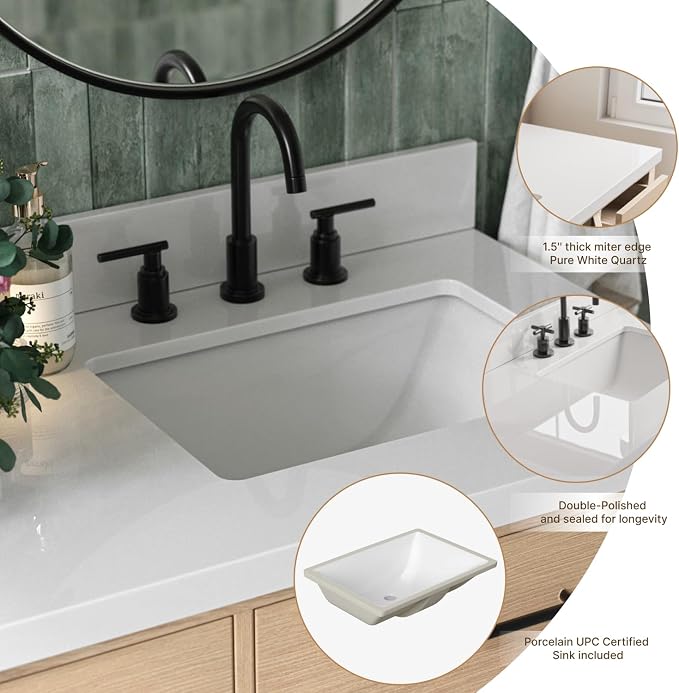 ARIEL Double Bathroom Vanity 73" Inch Oak - Image 5