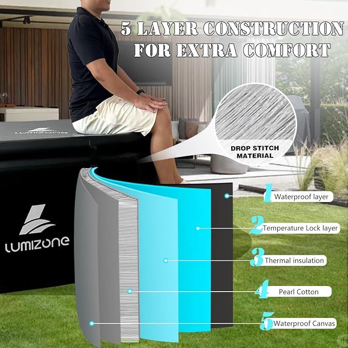 Lumizone Inflatable Cold Plunge Tub 132 Gallons Capacity Ice Bath Portable Ice - Image 4