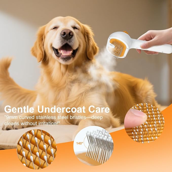 Pet Steam Brush for Dog & Cat – 3-in-1 Spray Hair Removal Comb – Steam Brush - Image 2