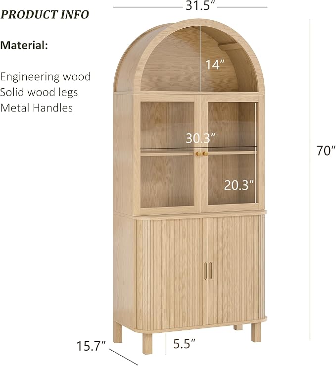 Alohappy Arched Kitchen Pantry, Modern Wood Kitchens Storage Cabinets - Image 2