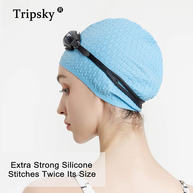 Tripsky Silicone Swim Cap, Comfortable Bathing Cap Ideal - Image 8