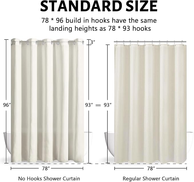 Furlinic Extra Long Shower Curtain 96 Inch Length, No Hook Polyester Fabric - Image 6