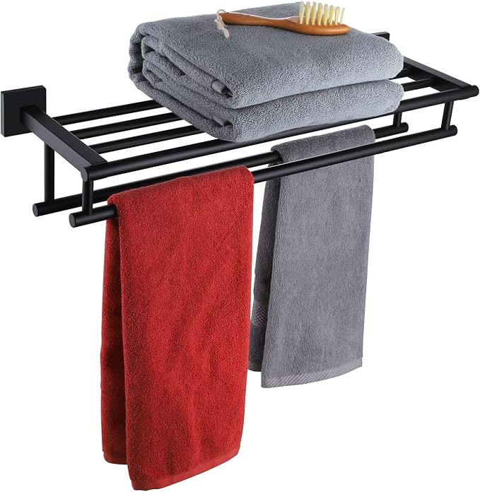 KOKOSIRI Bath Towel Rack with Double Towel Bars Bathroom Towel Shelf 20 Inch by KOKOSIRI