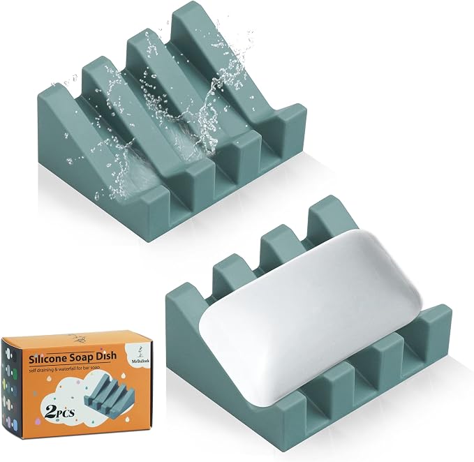Silicone Soap Dish for Bar Soap Holder for Shower Bathroom Self Draining by MrBulloc