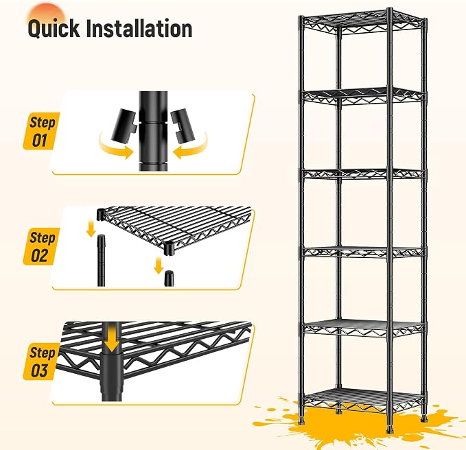 6 Wire Shelving Metal Shelves Storage Rack:Adjustable Storage Shelves Standing - Image 8