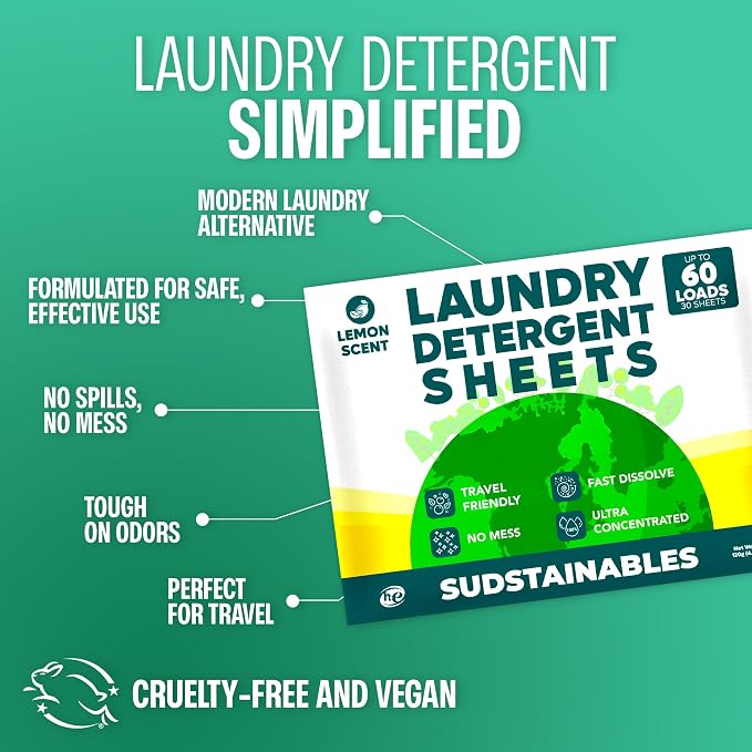 Sudstainables Laundry Detergent Sheets 60 Loads – Dissolvable Laundry Sheet - Image 5