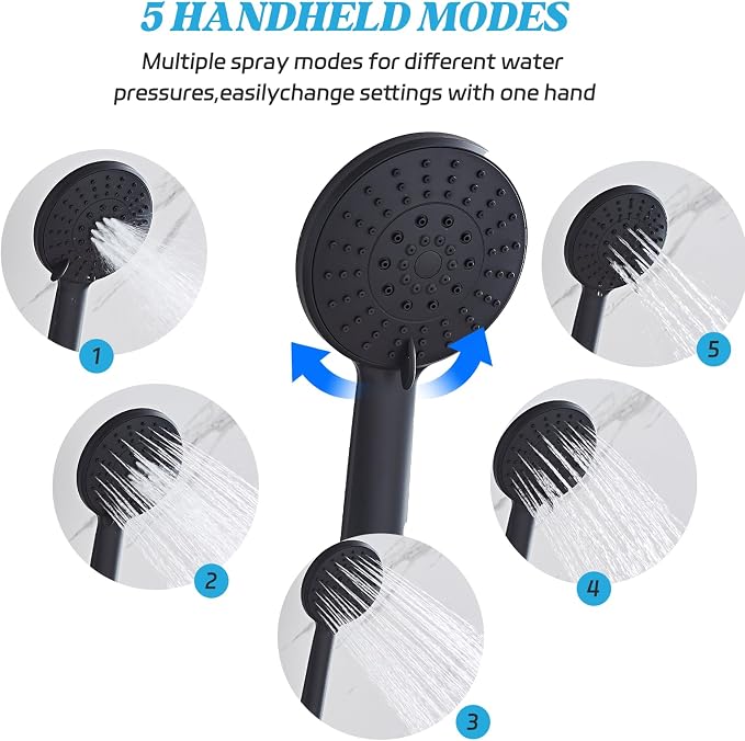 Shower Head 8'' High Pressure Rainfall, Handheld Shower Combo - Image 4
