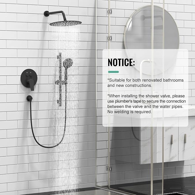 SR SUN RISE Matte Black Shower Faucet Set - Image 6