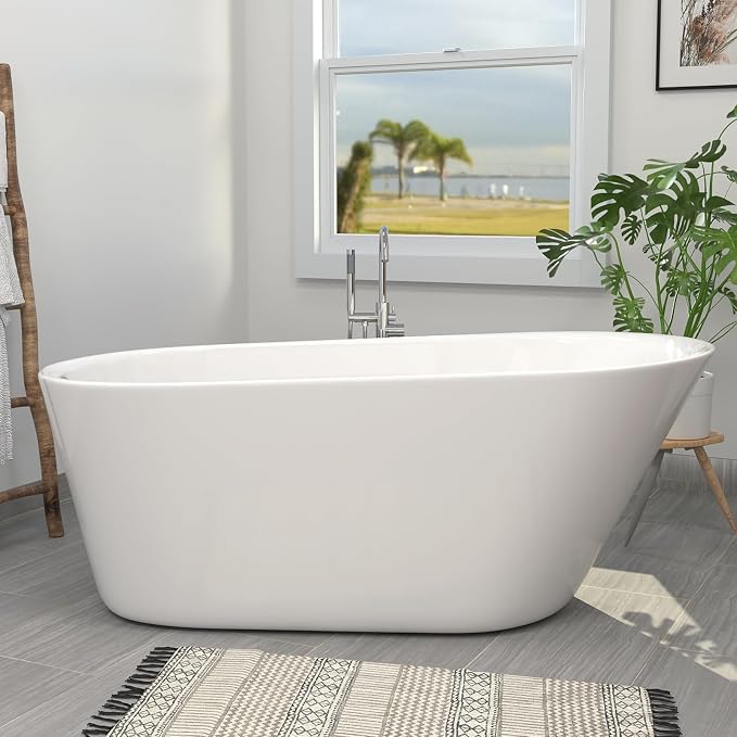 65" Acrylic Freestanding Bathtub, Single Slipper Free Standing Tub, Soaking Tub by Mokleba